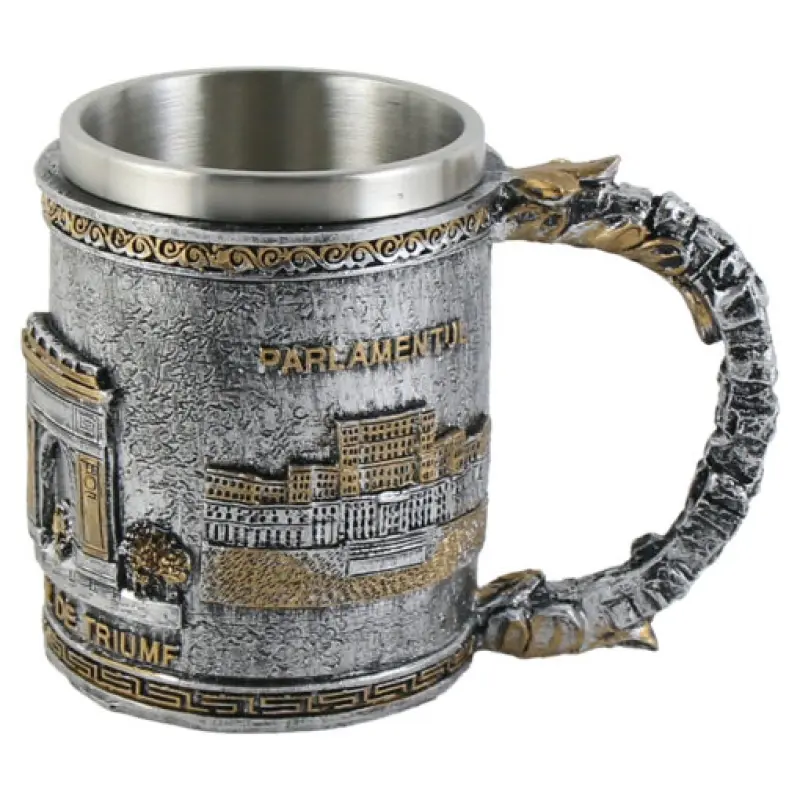 Cana din metal si rasina, bucuresti 10×12 cmv