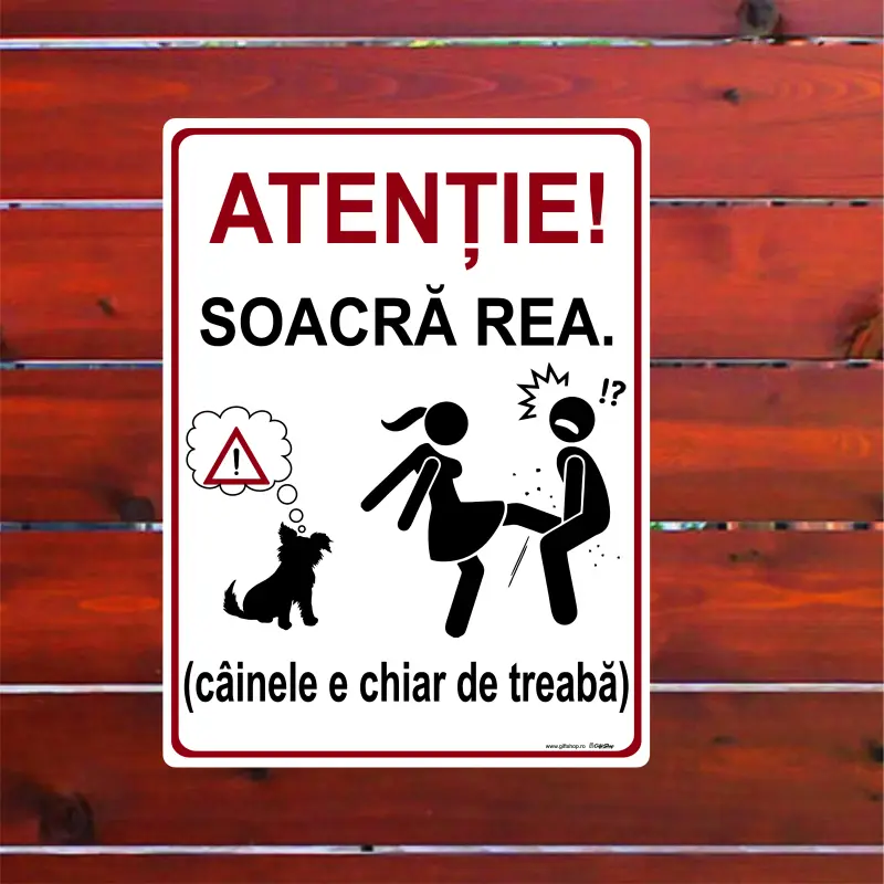 Atentie soacra rea, indicator amuzant 200x265 mmv