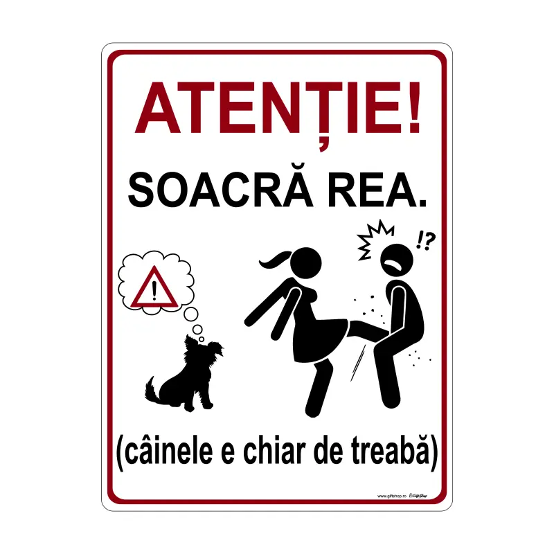 Atentie soacra rea, indicator amuzant 200x265 mmv