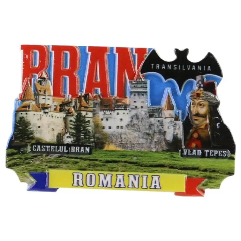Castelul bran, vlad tepes, magnet de frigider din rasina, 8x5cmv
