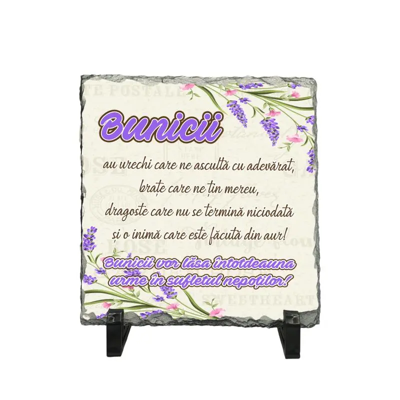 Bunicii au urechi care ne asculta..., piatra ardezie personalizata, cu mesaj model pa047v