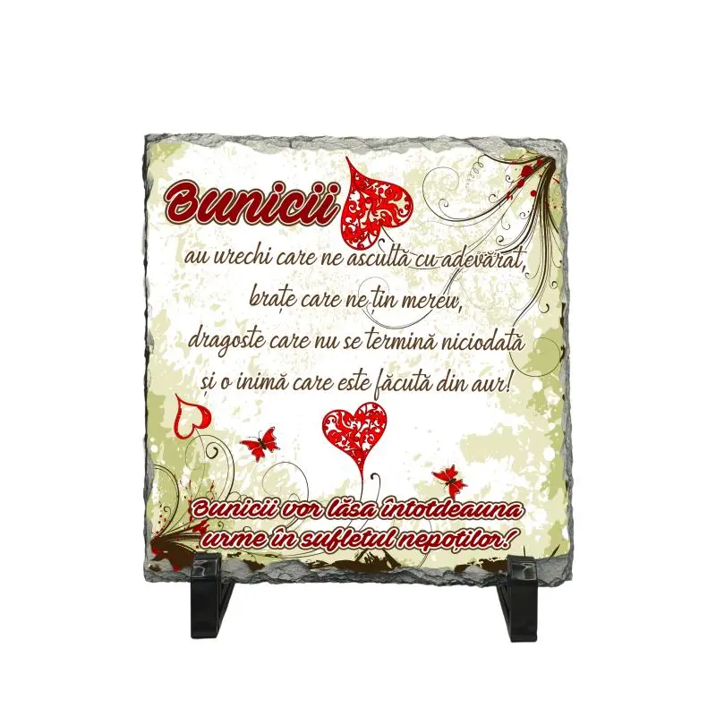 Bunicii au urechi care ne asculta...., piatra ardezie personalizata, cu mesaj model pa048