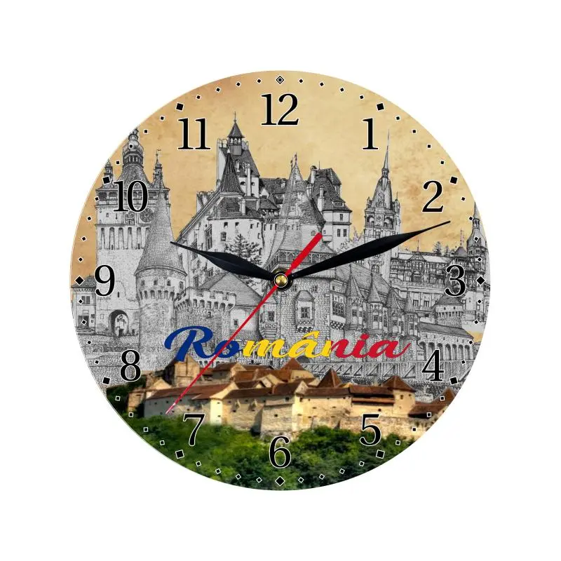 Romania castele, ceas lemn de perete, model 03v