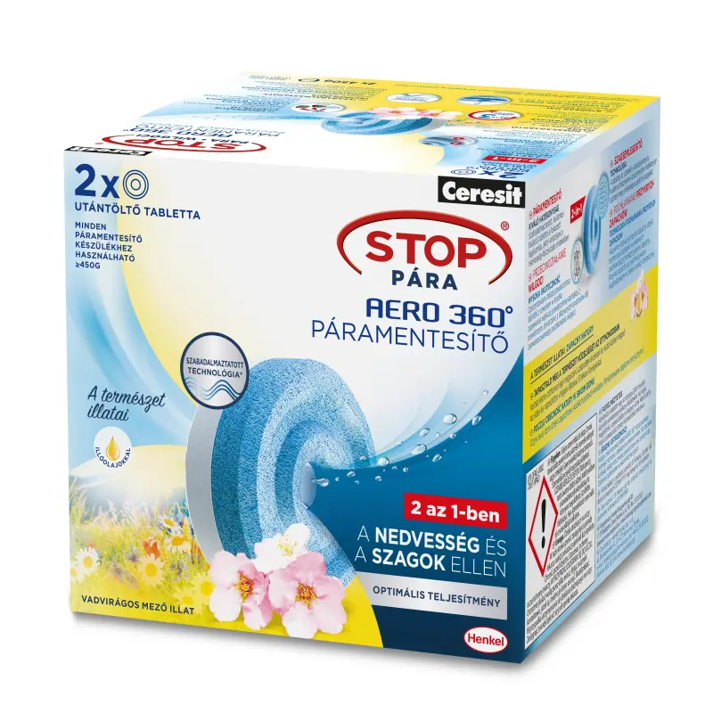 Henkel - tableta ceresit stop pentru reumplerea aparatului de dezumidificare - aroma „flori salbatice” - 2 x 450 g