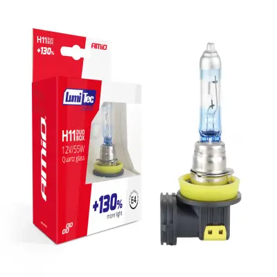 Set becuri cu halogen h11 12v 55w lumitec limited + 130% duo box