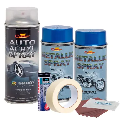 Kit complet reparatie si vopsire jante culoare albastru metalizat, v2