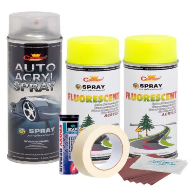 Kit complet reparatie si vopsire jante culoare galben fluorescent, v2