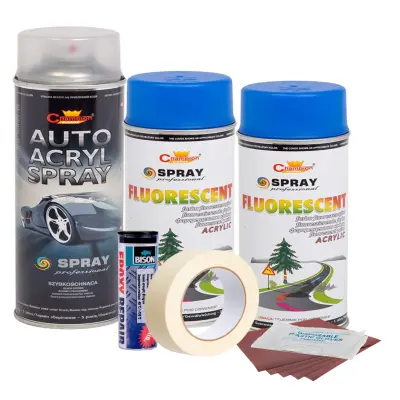 Kit complet reparatie si vopsire jante culoare albastru fluorescent, v2