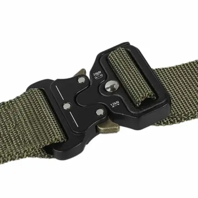 Curea tactica pentru pantaloni, culoare camuflaj cu catarama neagra