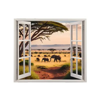 Folie imprimata color pentru decor perete locuinta, dimensiune 125 x 110cm, model: view to haven 08