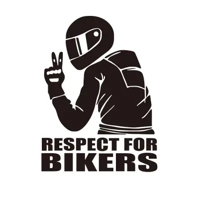 Sticker autoadeziv pentru vehicule off road, model "respect for bikers", dimensiune 17 x 12 cm, culoare neagra