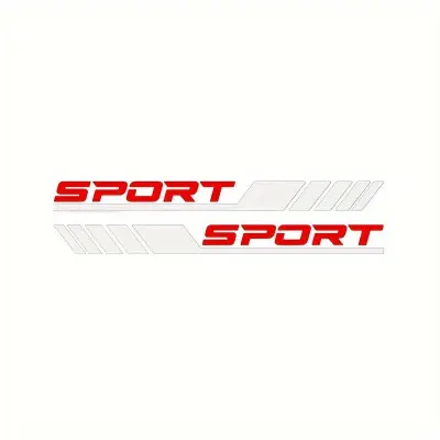 Set 2 stickere autoadezive tuning in doua culori, model "racing stripes v3", dimensiune 58 cm, culoare alb + rosu