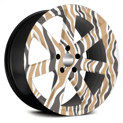 Set 4 folii imprimate outdoor cu ecosolvent, autoadezive, pentru decorarea jantelor auto, dimetru 60 cm, model fjt-14