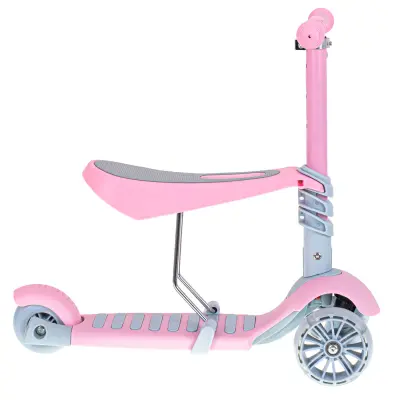 Tricicleta + trotineta + skateboard (3in1) roti iluminate led - roz
