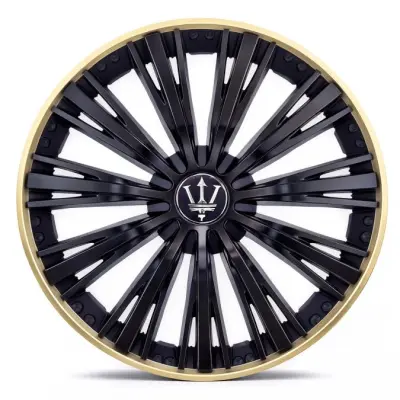 Set 4 capace roti velar trident gold/black, design multi-spoke premium, abs rezistent, universal, pentru jante r16