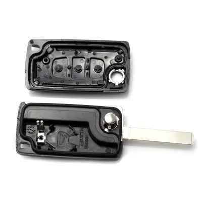 Citroen / peugeot 307 - carcasa tip cheie briceag cu 3 butoane, lama va2-sh3, fara suport baterie