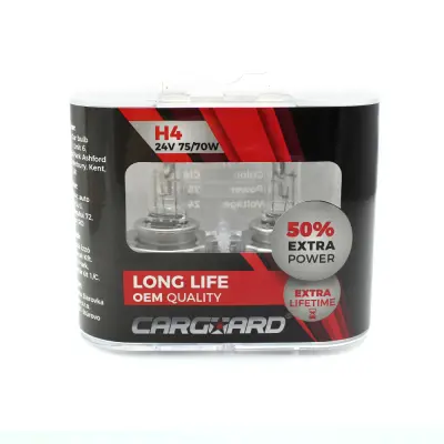 Set de 2 becuri halogen 24v -  h4, 70w, +50% intensitate - long life - carguard