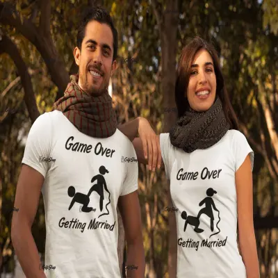 Game over getting married, tricou cu mesaj, model 2