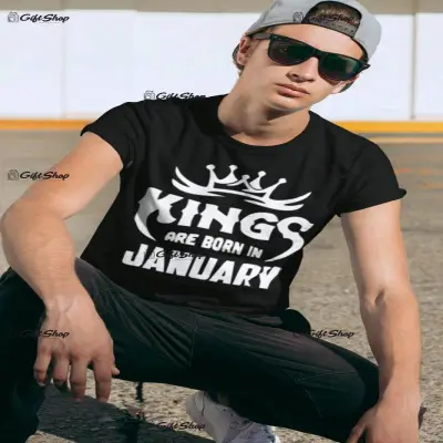 Kings are born in..., se alege luna pentru grafica, tricou cu mesaj