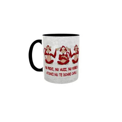 Nu privi, nu auzi, nu vorbi, cana ceramica, 330ml