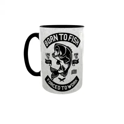 Born to fish forced to work, cana ceramica, 330ml, cgs1145