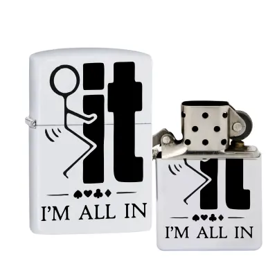 I`m all in, bricheta metalica gravata laser cu mesaj