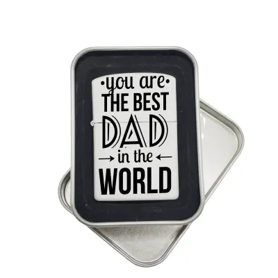 You are the best dad in the world, bricheta metalica gravata laser cu mesaj