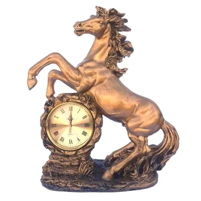Statueta cal cu ceas bronz, din rasina model b