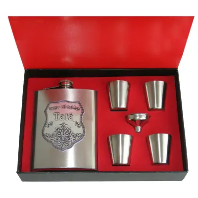 Pentru cel mai bun tata, set plosca cu 4 pahare inox
