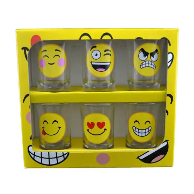 Emoji, set 6 pahare pentru shot-uri realizate din sticla