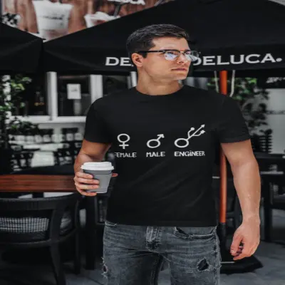 Female male engineer, tricou cu mesaj