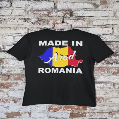 Made in ( se adauga orasul pentru grafica ) romania, tricou cu mesaj