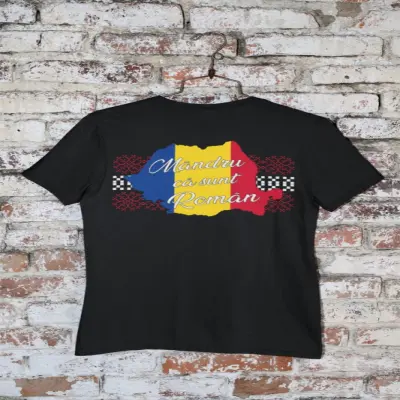 Mandru ca sunt roman, tricou cu mesaj, model 1