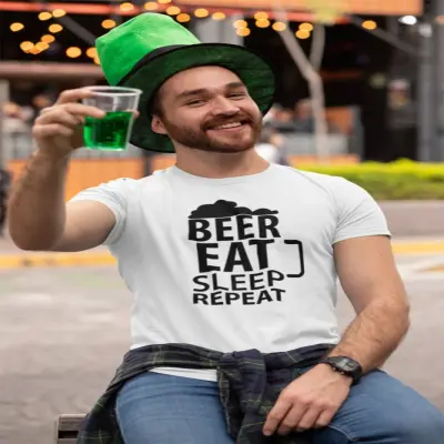 Beer eat sleep repeat , tricou cu mesaj