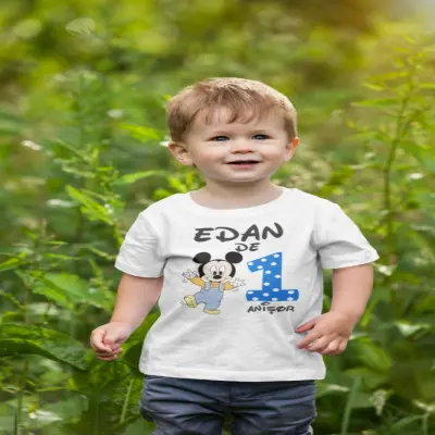 Mickey mouse baby 1 an, ( se adauga anul si numele pentru grafica )tricou cu mesaj