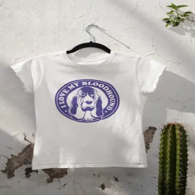 I love my bloodhound, tricou alb cu mesaj