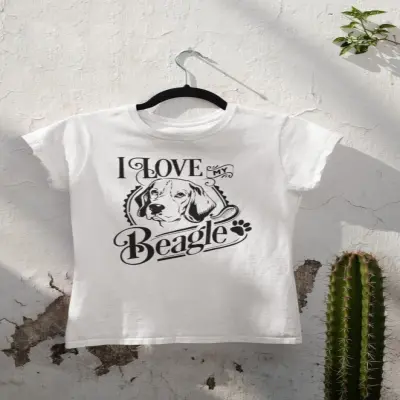 I love my beagle, tricou alb cu mesaj