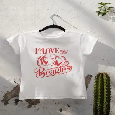 I love my beagle, tricou alb cu mesaj