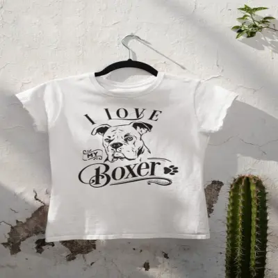 I love my boxer, tricou alb cu mesaj