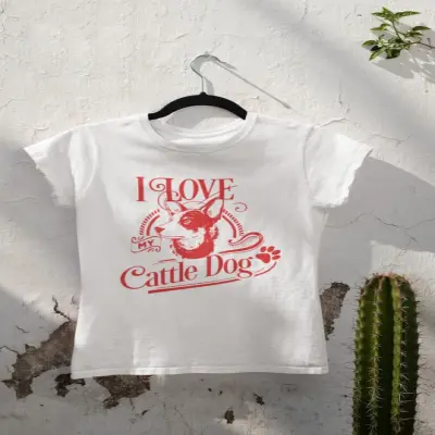 I love my cattle dog, tricou alb cu mesaj