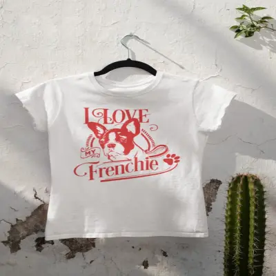 I love my frenchie, tricou alb cu mesaj