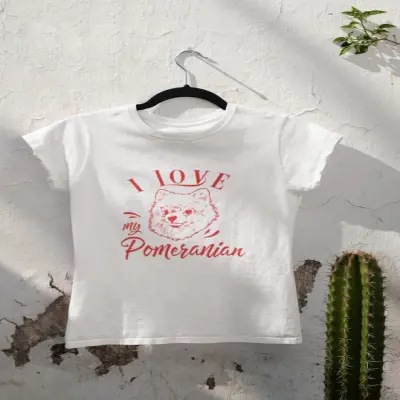 I love my pomeranian, tricou alb cu mesaj