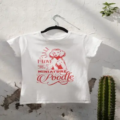 I love my poodle, tricou alb cu mesaj