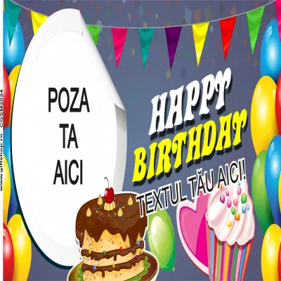 Happy birthday, model 17, cana din ceramica, 330ml, personalizata cu poza si text