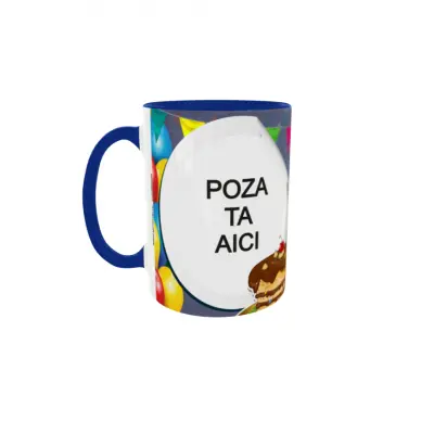 Happy birthday, model 17, cana din ceramica, 330ml, personalizata cu poza si text