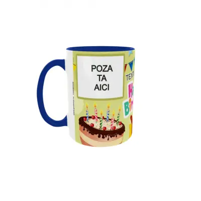 Happy birthday, model 19, cana din ceramica, 330ml, personalizata cu poza si text