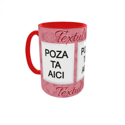 Cana, personalizata cu 3 poze si 1 text, 330ml, model 3127