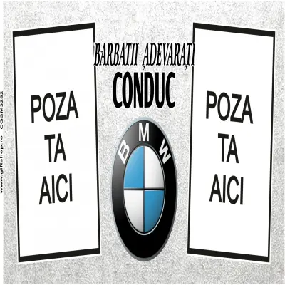 Barbati adevarati conduc bmw, cana personalizata cu 2 poze si text, 330ml, model 3282