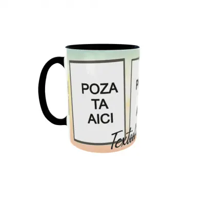 Cana, personalizata cu 3 poze si text, 330ml, model 3310
