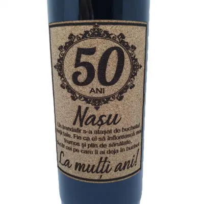 50 de ani nasul la multi ani, vin rosu cabernet sauvignon, demisec, 750ml, 13.5% alcool